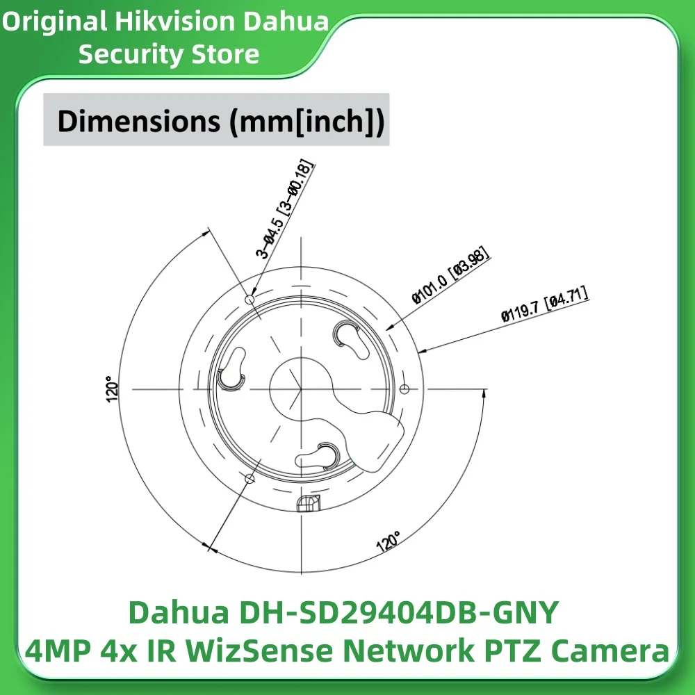 Dahua SD29404DB-GNY 4MP 2.8mm-12mm Lens 4x IR WizSense Network PTZ Camera IR 50m 4x Optical Zoom Built-in Mic PoE SMD 3.0 WDR