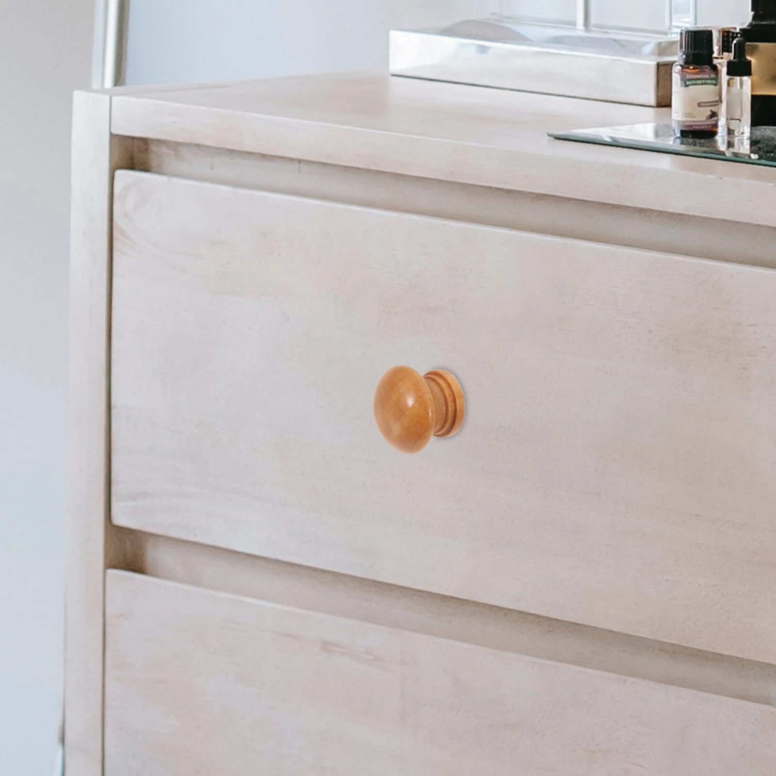 

20Pcs Wooden Round Mushroom Cabinet Knobs Solid Wood Drawer Handles Kitchen Dresser Wardrobe Pulls Wood Handle