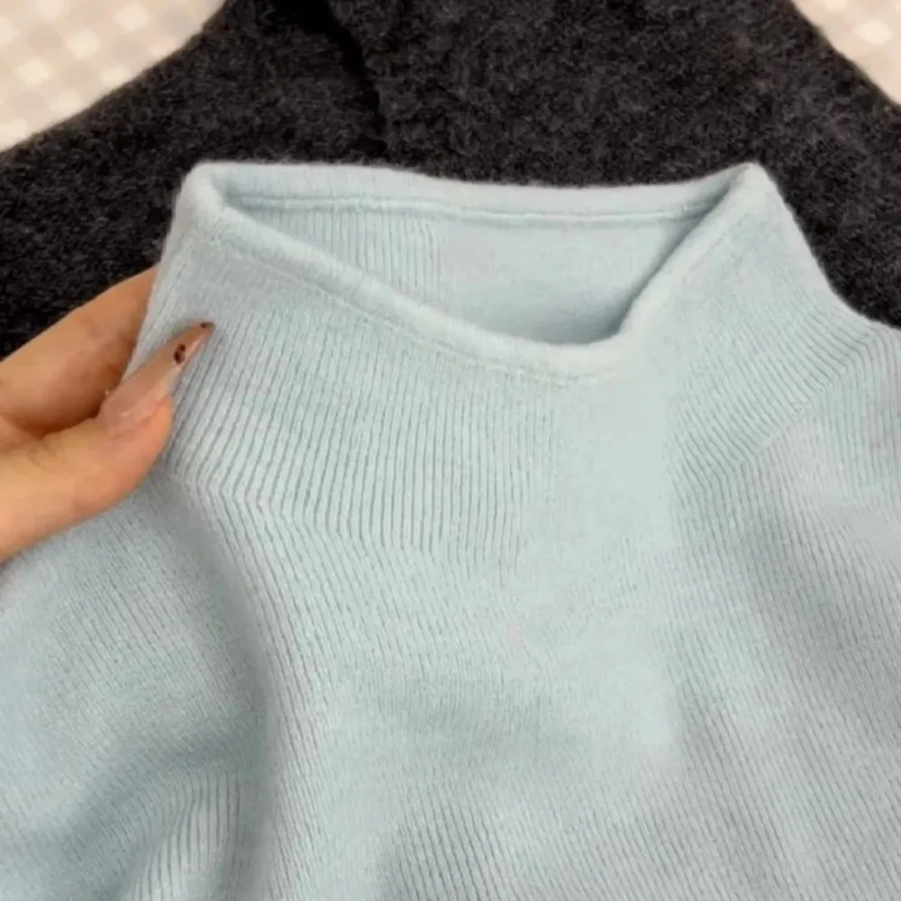 

Корейские мягкие женские водолазки, теплые осенне-зимние вязаные пуловеры, однотонный свитер, трикотаж