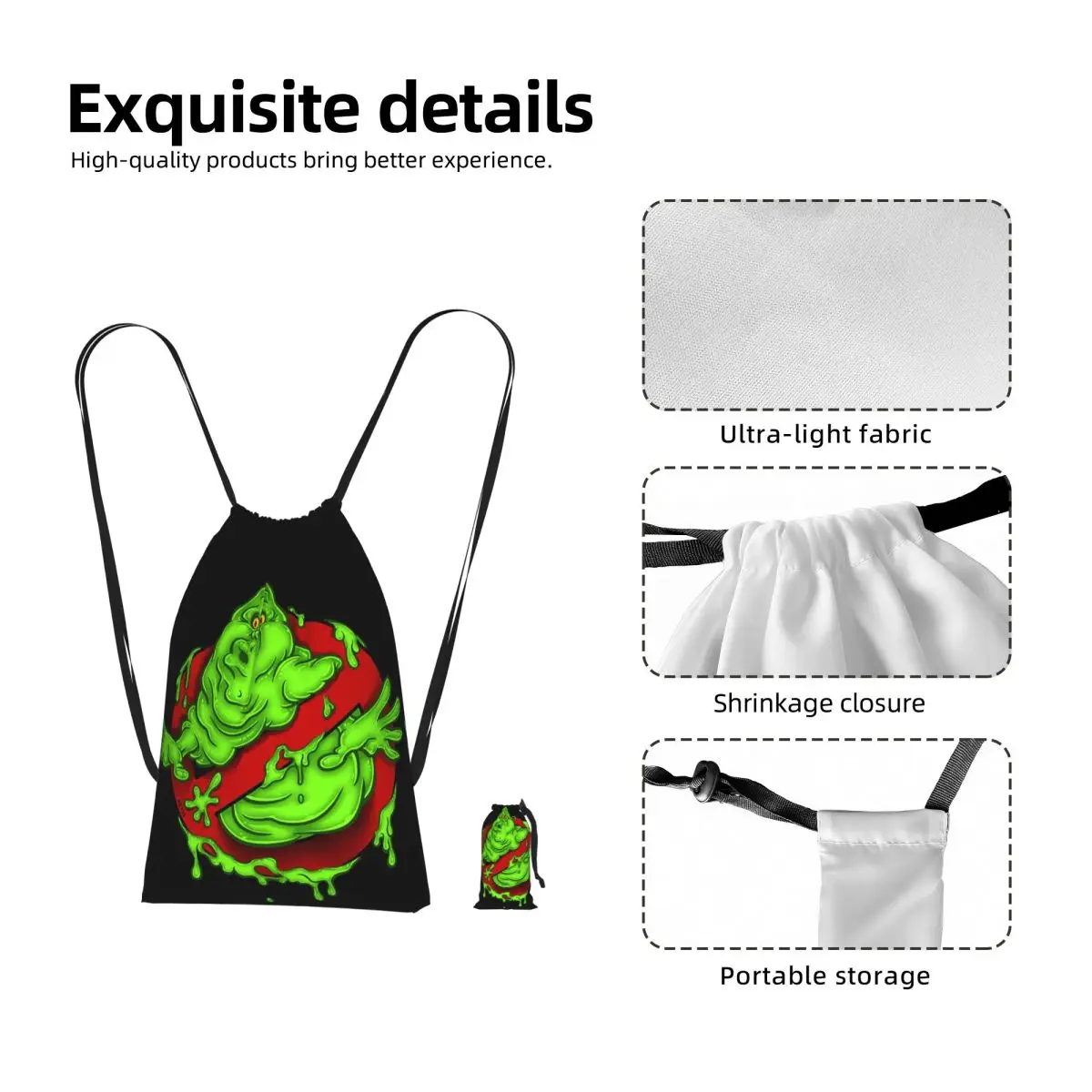 Ghostbusters Monster Movie Ghost Busters Drawstring Backpack Sports Gym Bag Lightweight Storage Drawstring Bag for Men Women