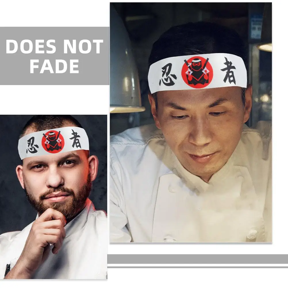 6 pezzi di fasce tradizionali morbide e traspiranti con stampa Ninja giapponese per le donne Karate Chef Bandana Samurai Cappello Fasce Karate