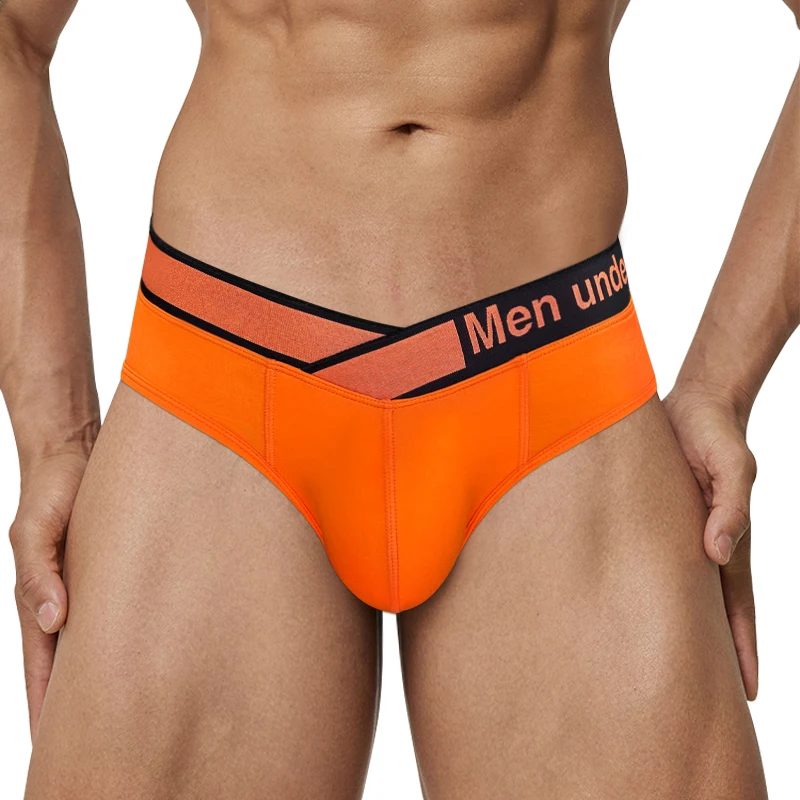 Bequeme männliche Modal Slips Modedesign orange Hüftgurt Unterwäsche Slips Sommer bequeme männliche Modal Slips