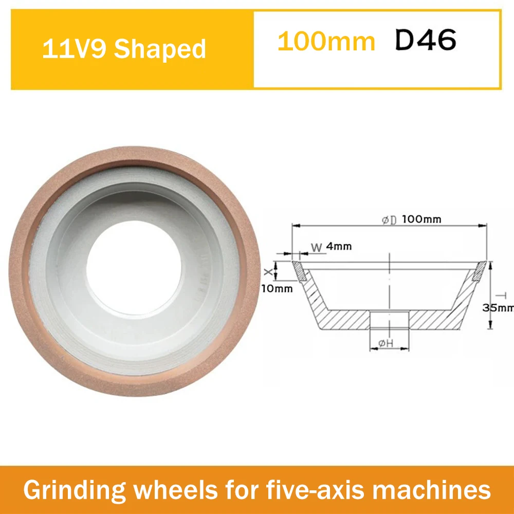 

11V9 Bowl Shaped Resin Bond Diamond Grinding Wheel For CNC five-axis machine