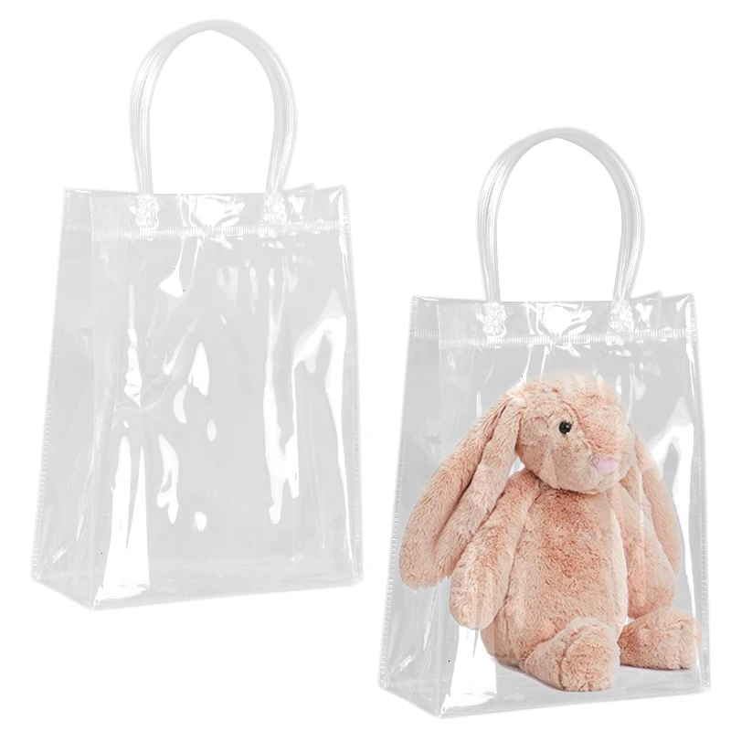 5/10 Stück transparente Geschenktüten mit Griff, für Geburtstagsfeiern, Hochzeiten, PVC, Süßigkeiten, Geschenkverpackung, Weihnachten, Babyparty, Gastgeschenke, Geschenkverpackung für Blumen