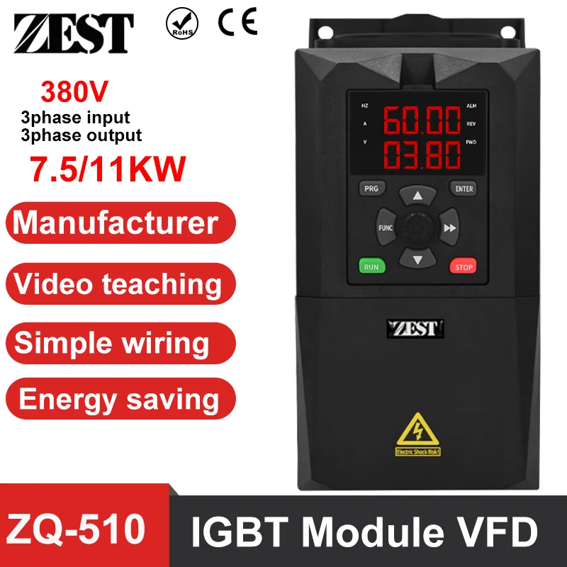 ZQ-510 IGBT VFD 3phase 380V 440V Variable Frequency Drive Inverter 7.5/11KW Variator Speed Adjuster Controller
