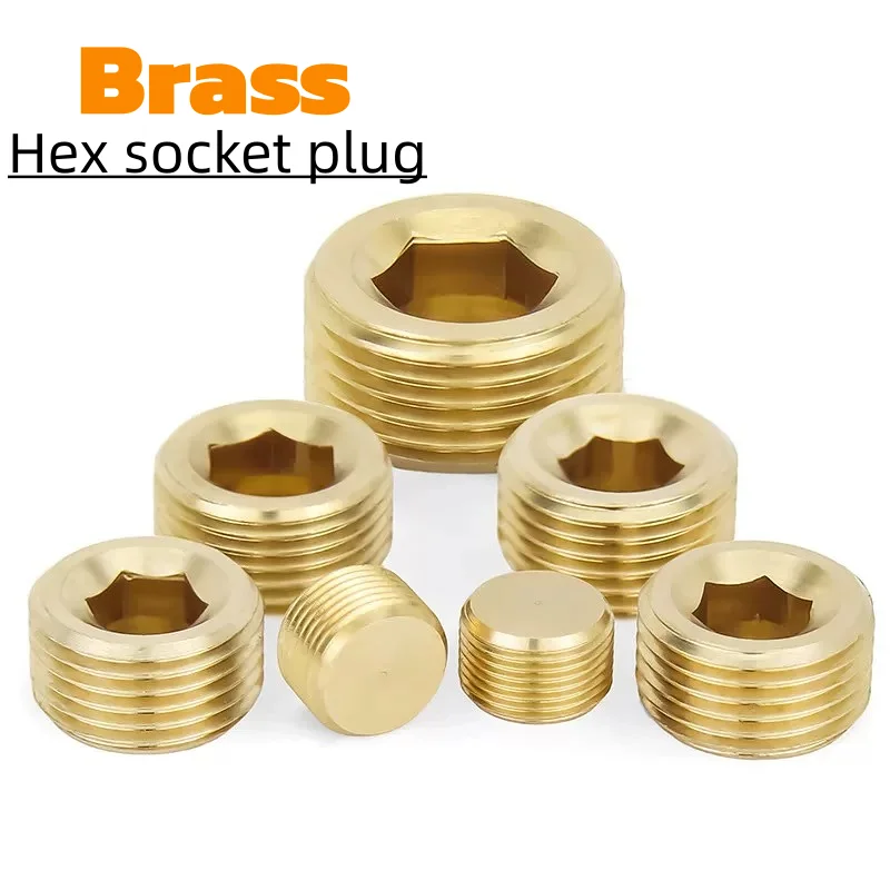 Male Thread Pipe Brass  Hex Socket End Cap Plug Fitting Copper Adapter M5 M6 M8 M10~M22 PT/NPT/G 1/16