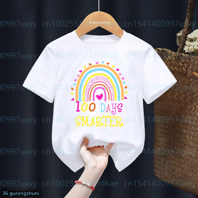 New Children'S Clothes Tshirt Funny 100 Days Of School Graphic Print Boys T-Shirt Fashion Trend Boys Girls School Clothes Tshirt