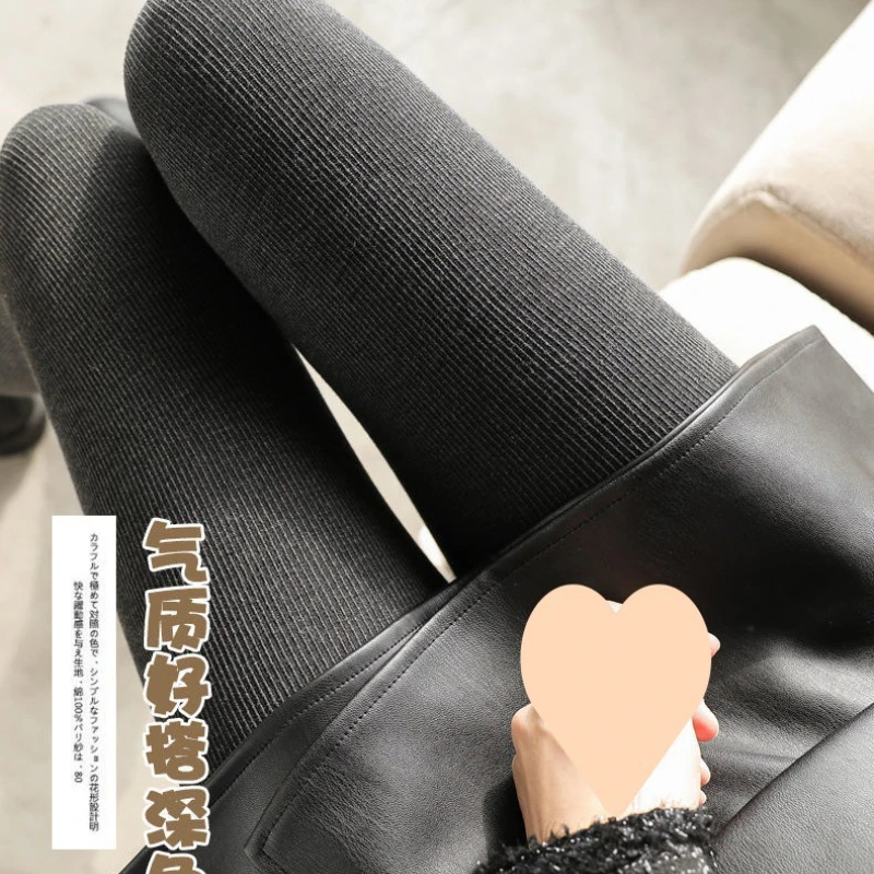 2022 Leggings for Women Autumn  Winter Wear Plush Thickened Trousers High Waist Pantyhose Grey Warm Cotton Trousers for Female