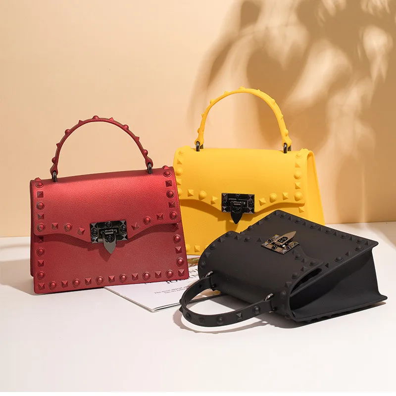 Handbags Wholesale 2021 Hot Sale New Jelly Bag Pvc Mobile Phone Bag Color Diamond Rivet Single Shoulder Diagonal Bag