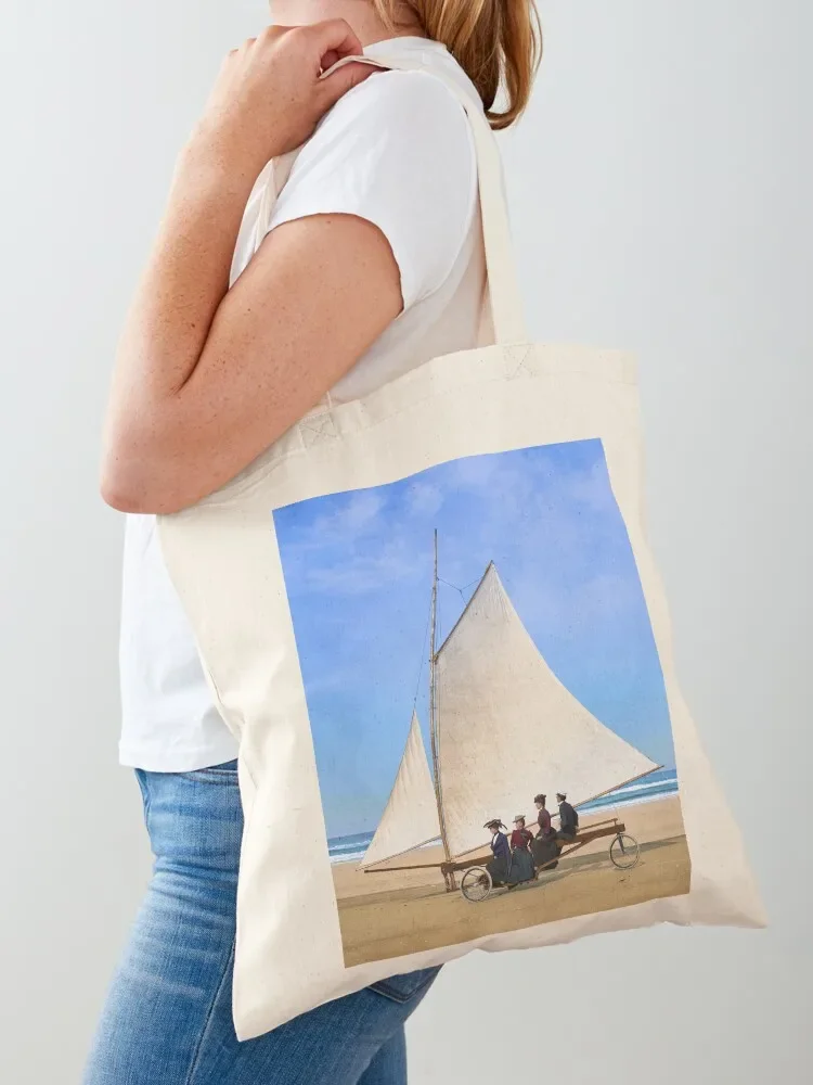 

Sailing on the beach, Ormond, Florida, 1900s. Tote Bag bags woman 2025 reusable grocery bags Canvas stote bag Women bags