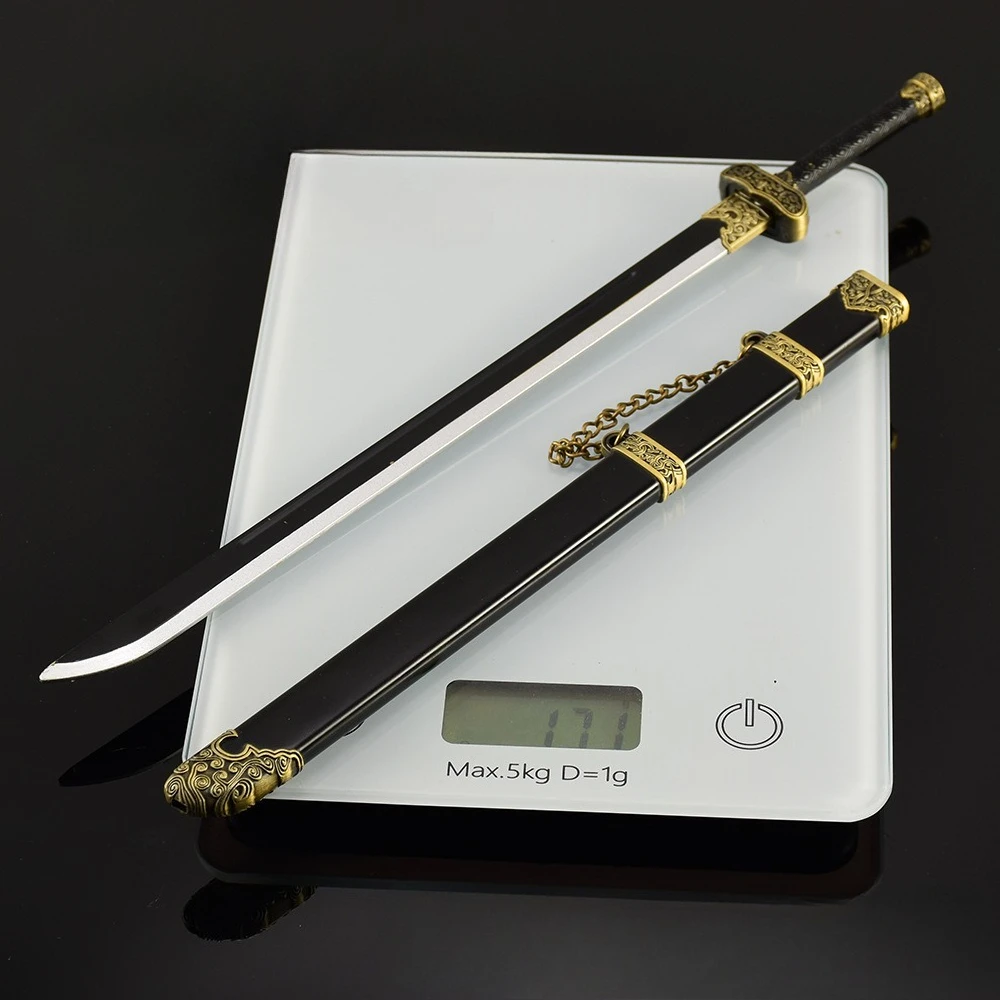 30 ซม.Time Raiders อาวุธจีนโบราณสีดําทองโบราณมีด Zhangqiling เกม SAMURAI ดาบชุดของขวัญเด็ก