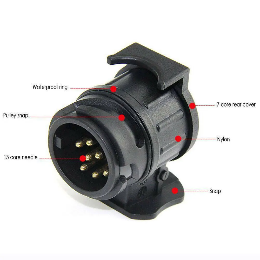 13 To 7 Pin Plug Adapter Trailer Connector Waterproof Truck Caravan Towing Electric Adapter Protect Connections for Car Trailer