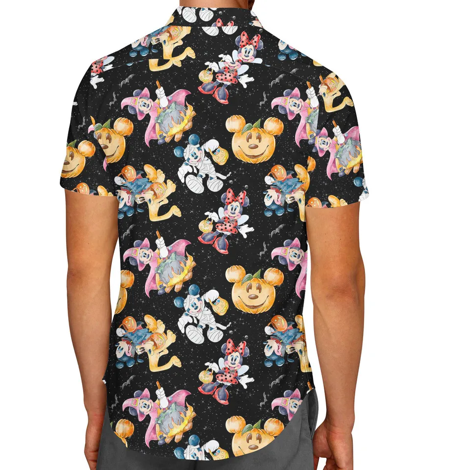 2024 Disney Halloween Mickey En Minnie Fun Halloween Verkleed Hawaiian Heren Shirt