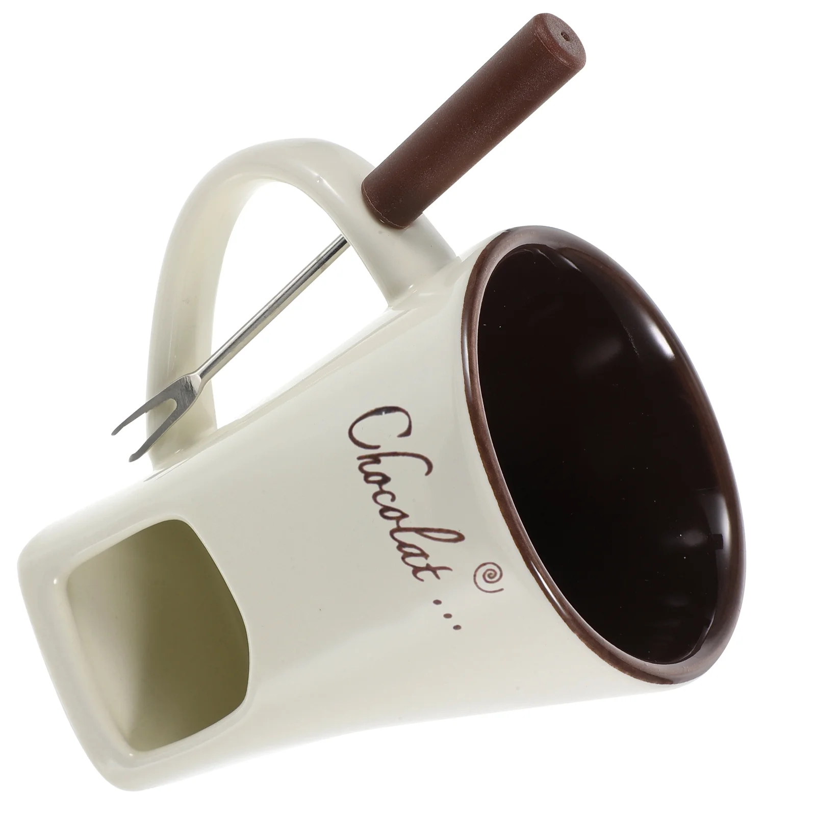 

Espresso Cup Butter Fondue Pot Lovely Dessert Bowl Cheese Warmer Hot Chocolate Melting White