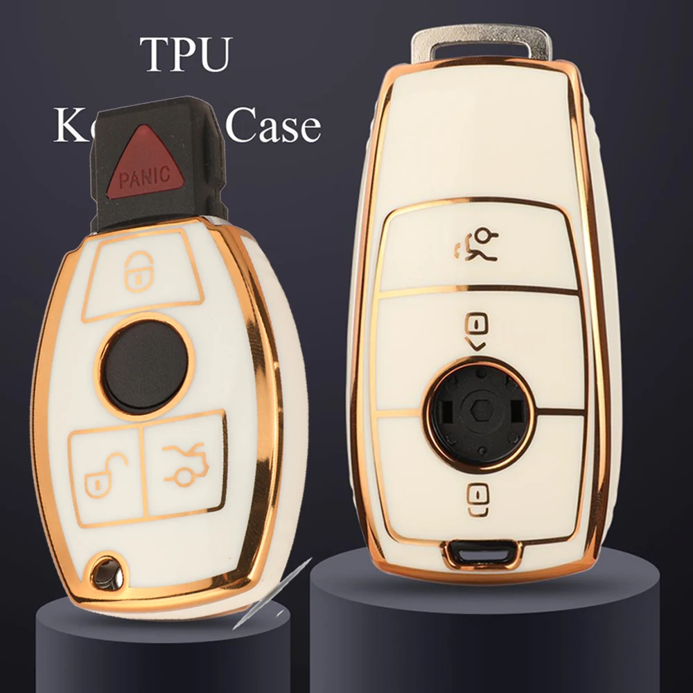 Jingyuqin TPU Autoschlüsselhülle für Mercedes Benz A C E S G Klasse GLC CLE W177 W205 W213 W222 X167 E300C W204 The CI