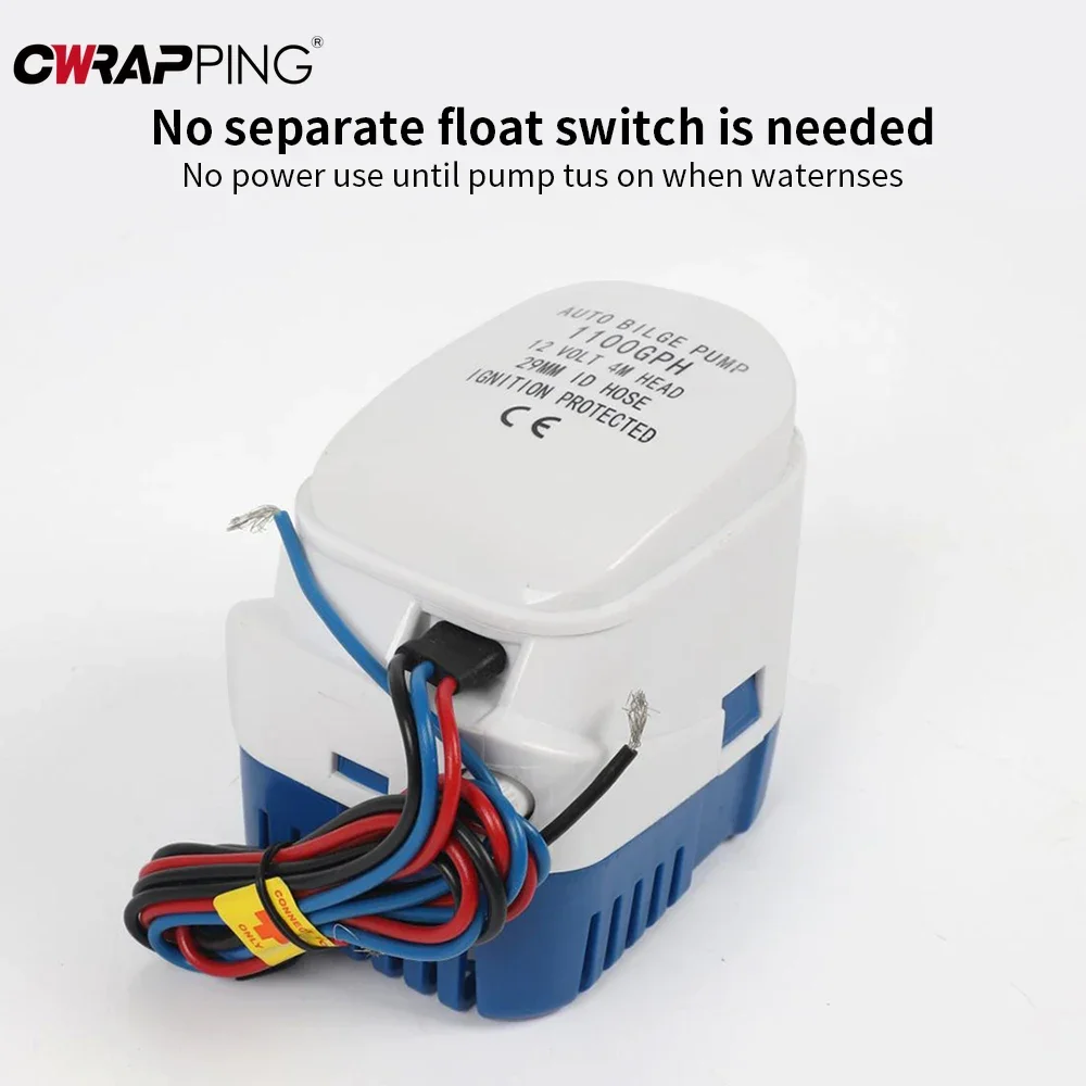 Marine Water Pump 12V/1100GPH Yacht Drainage Fast Boat Submersible Bilge Automatic Drainage Pump  Marine Boat Yacht Accessories