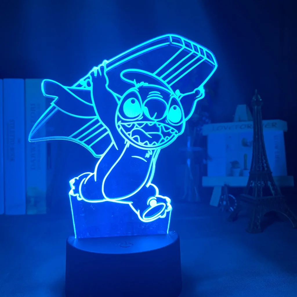 Stitch Anime Led Night Light Dropshipping Acrylic 3D Lamp Bedroom  Kids Gift Lilo & Stitch Birthday Gift