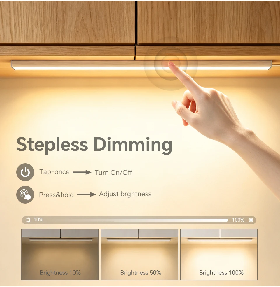 Black/White Shell USB Powered LED Night Light Bar 42cm Aluminum Touch On/Off Dimmable Lamp Cabinet Closet Washing Room Lighting