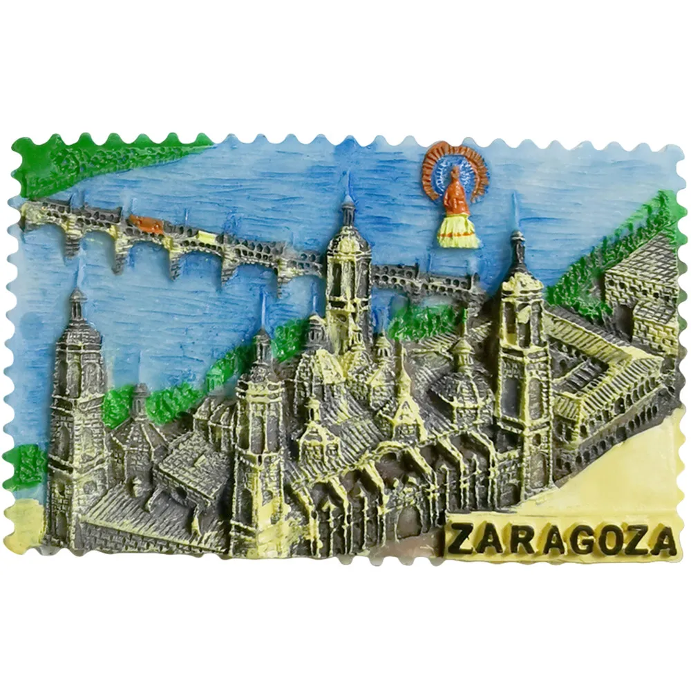 Zaragoza إسبانيا مغناطيس الثلاجة السفر تذكار الثلاجة الزخرفية المغناطيس رسمت باليد مجموعة الحرف اليدوية