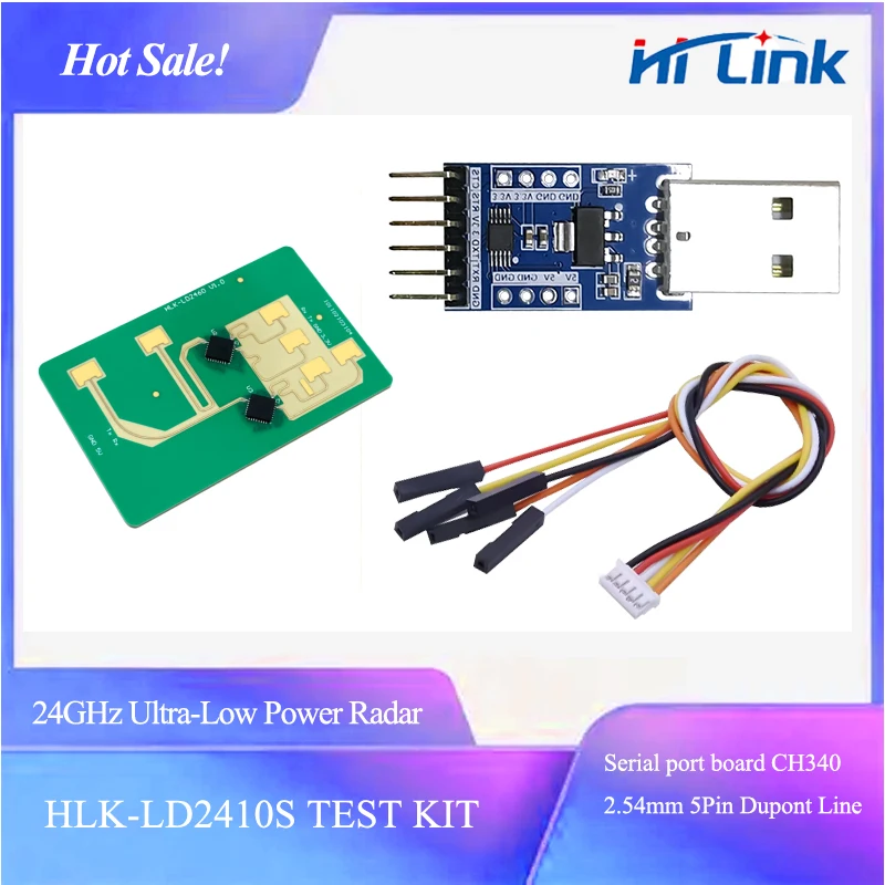 

Радарный датчик Hi-Link HLK-LD2410S, 24 ГГц, mmWave: 0,1 мА, при 3,3 В, сверхнизкая мощность для присутствия человека и обнаружения движения для умного дома