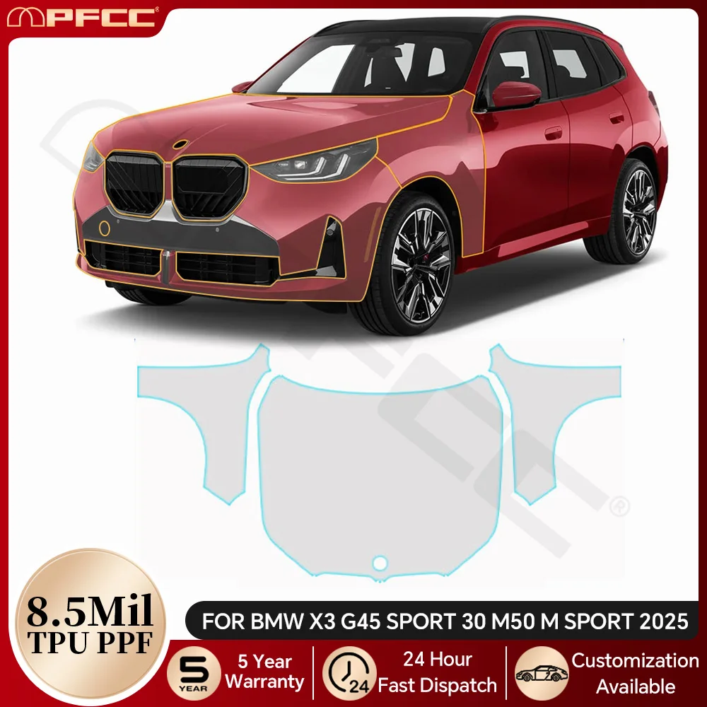 

For BMW X3 G45 Sport 30 M50 M Sport 2025 8.5Mil TPU Paint Protection Film Pre-cut PPF Bra Car Body Clear Anti-scratch Resistant