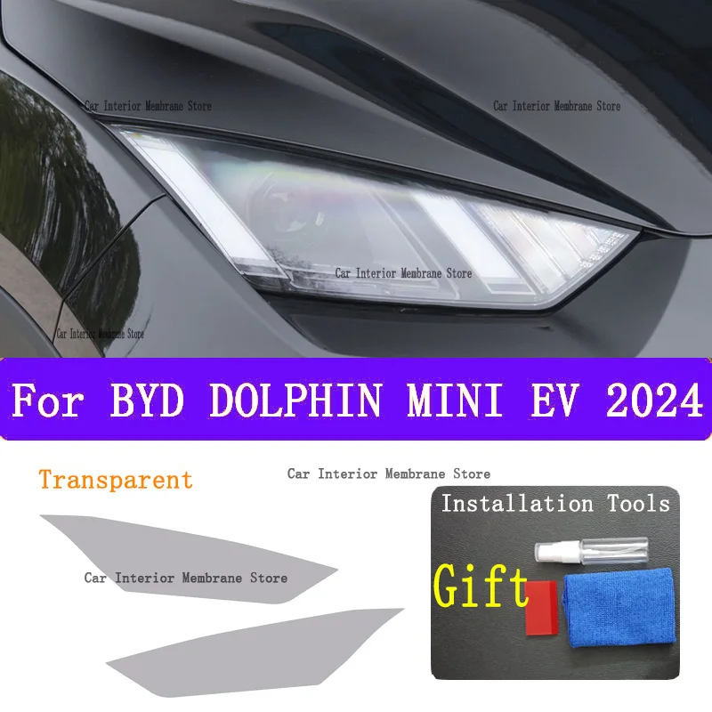 For BYD Dolphin MINI EV 2024 Car Exterior Headlight Anti-scratch Front Lamp Tint TPU Protective Film Repair Accessories