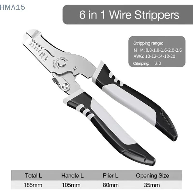 6 In 1 Wire Stripper Tools Multifunction Wire Pliers Tool Crimping Pliers Cable Cutter For Electric Cable Stripping Cutting