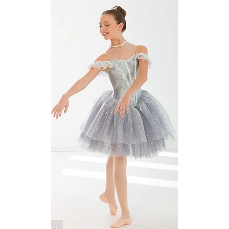 

Akeylia Gray Ballet tutu classical Costume tutu classical women 4-Layer tulle shining Skirt Stage Performance Competition JNQ02
