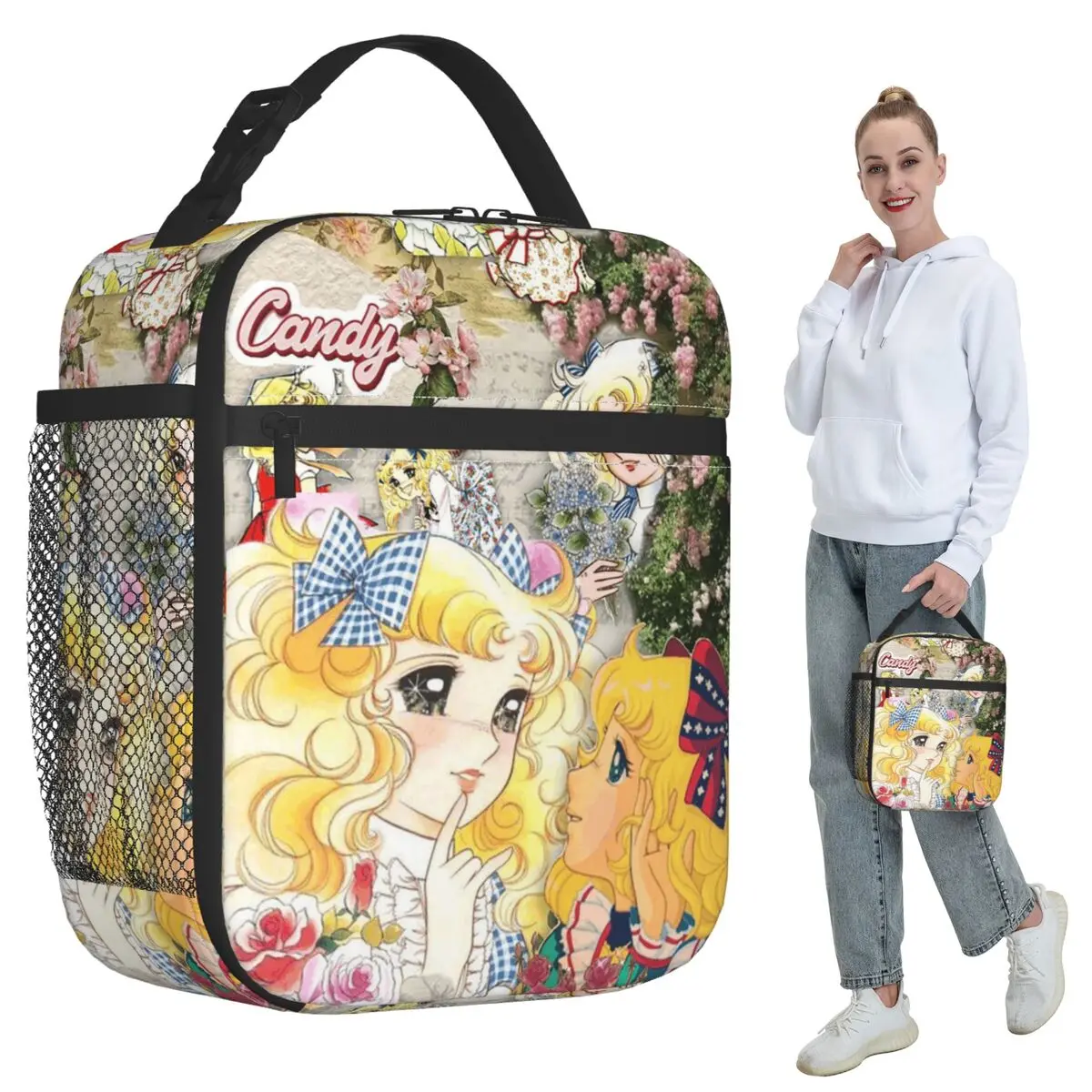 New Candy Candy Cartoon Insulated Lunch Bag for Kids School Cooler Thermal Food Box Tote Leakproof Lunch Boxes Container