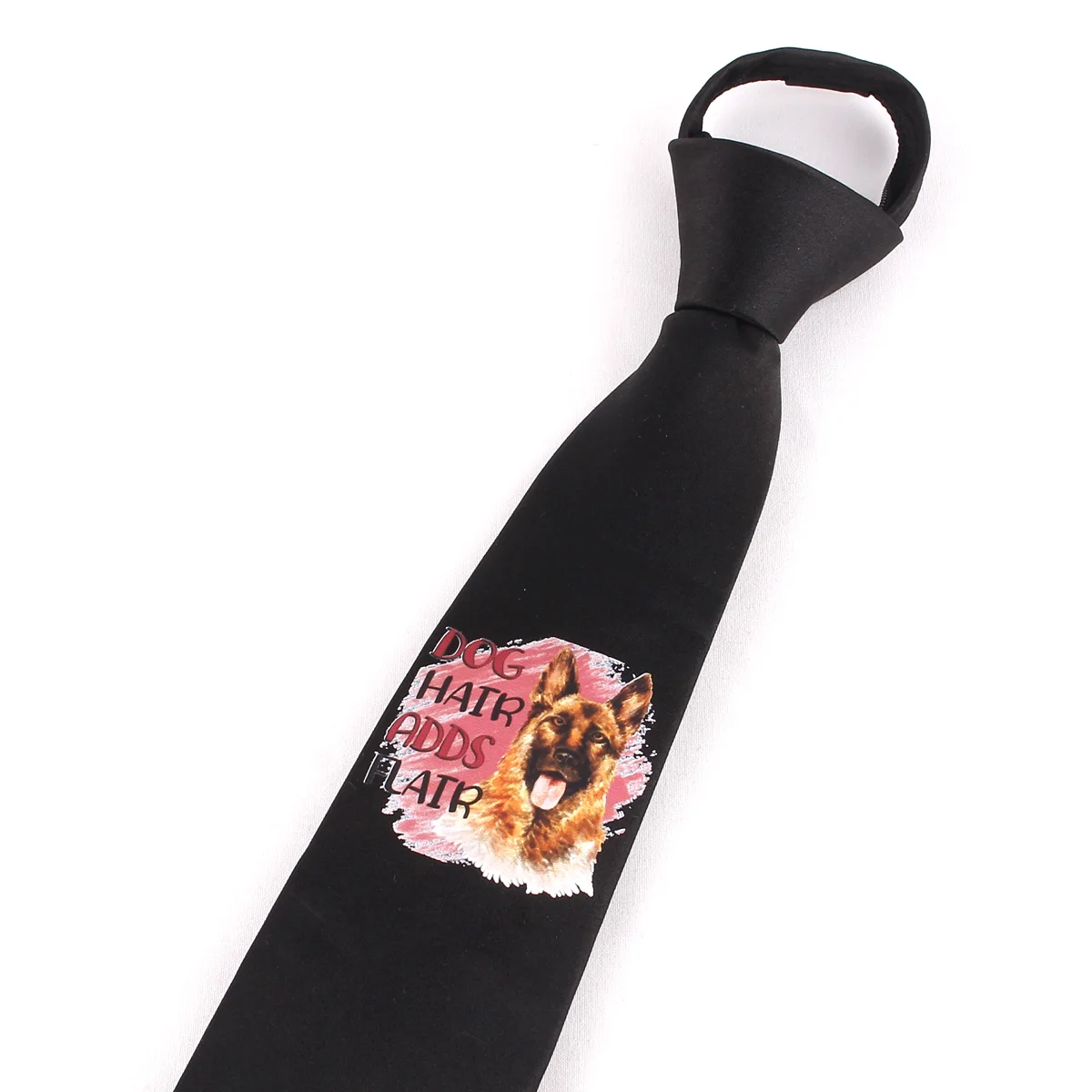 Hot Selling Style Zipper Ties for Men Women Easy Pull Black Neck Tie Polyester Funny Print Neckties for Boy Girls