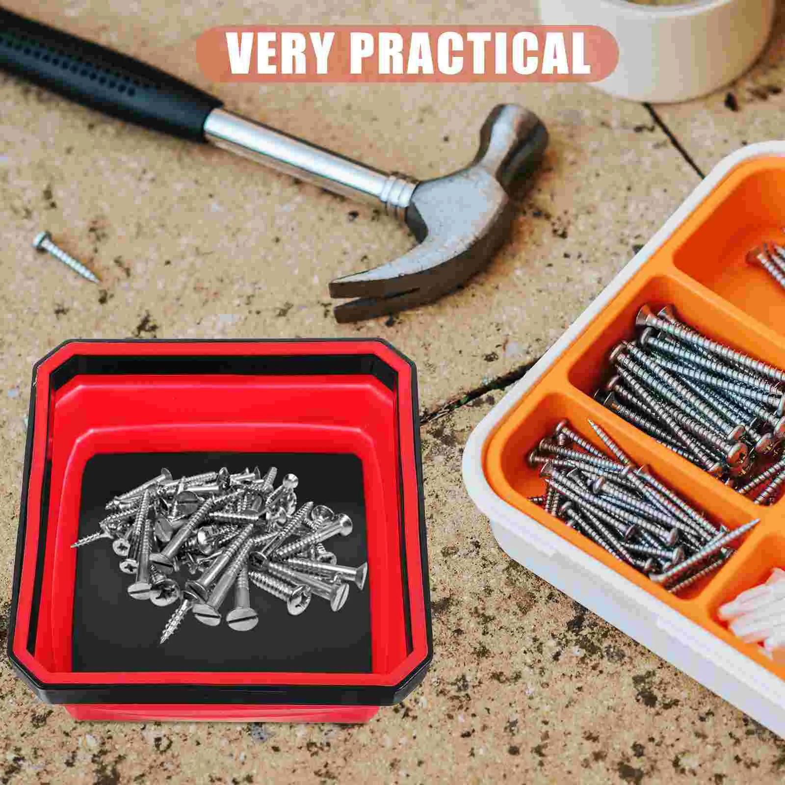 Magnetic Silicone Bowl Foldable Parts Tray Storage Small Organizer Folding Square