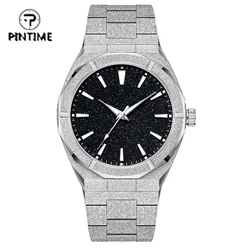Matowy styl marka własna prywatna etykieta Star dust Dial Bling stalowy pasek ze stali nierdzewnej wysokiej jakości matowy zegarek dla mężczyzn