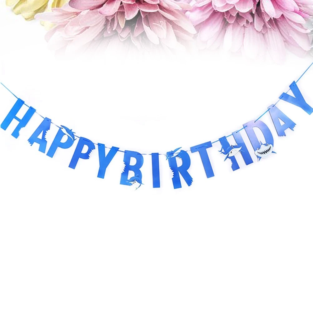 

Shark Decor Banner Birthday Party Supplies Blue Ocean Hanging Paper Banners Kids Room Wall Decorations Festive Theme DIY