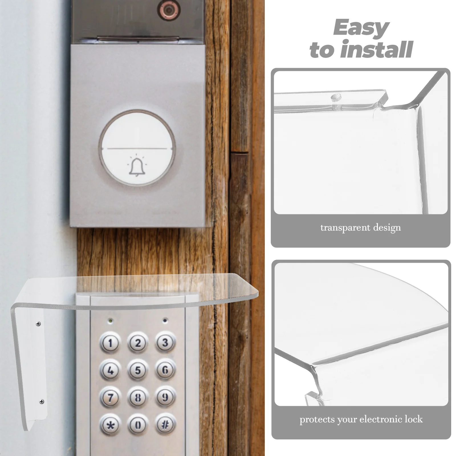 

1pc Electronic Door Lock Rain Cover Waterproof Acrylic Shell For Access Controller Attendance Machine Outdoor Protection Case