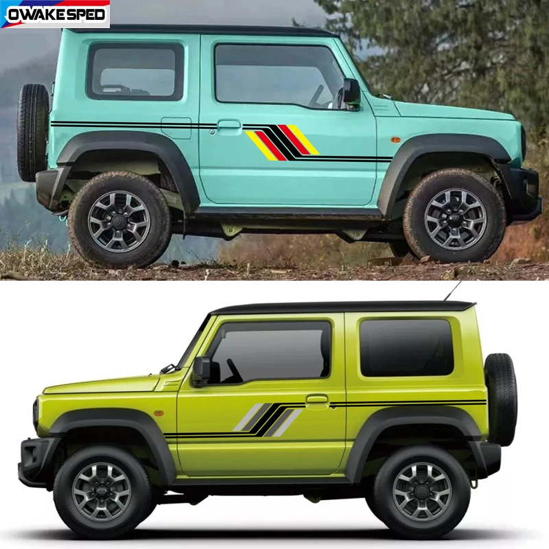 

Для SUZUKI JIMNY 3-5 дверей XL WAGON JC74 комплект боковых наклеек на кузовную дверь автомобиля, водостойкая виниловая пленка, спортивные полосы, автоаксессуары
