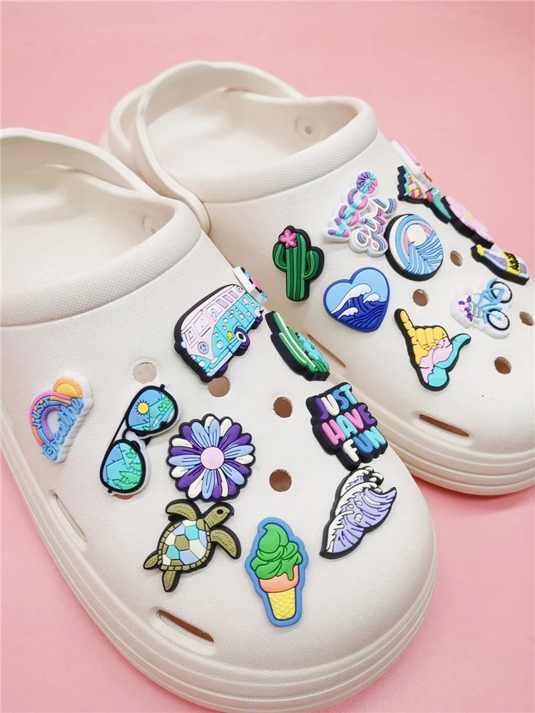 Kawaii Summer Series Shoe Charms Funny Clog Shoes Accessories Diy PVC Buckle Decorations For Women Sandals Adult Kids Decor Gift