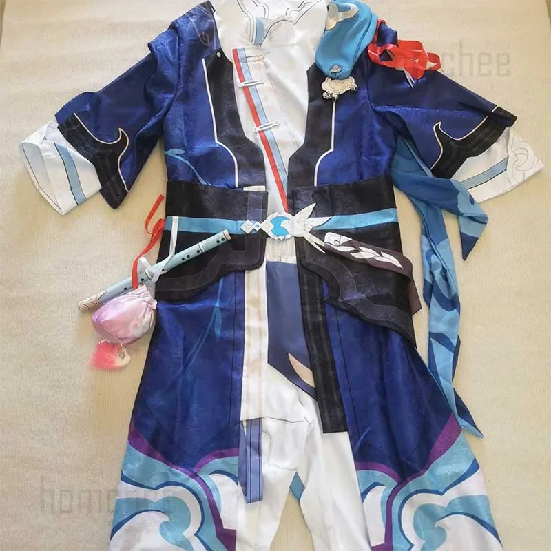 Honkai Star Rail Cosplay für Männer Yanqing Kostüm Perücke Party Halloween Kleidung Anime Spiel Star Rail Honkai Yanqing Cosplay Mann