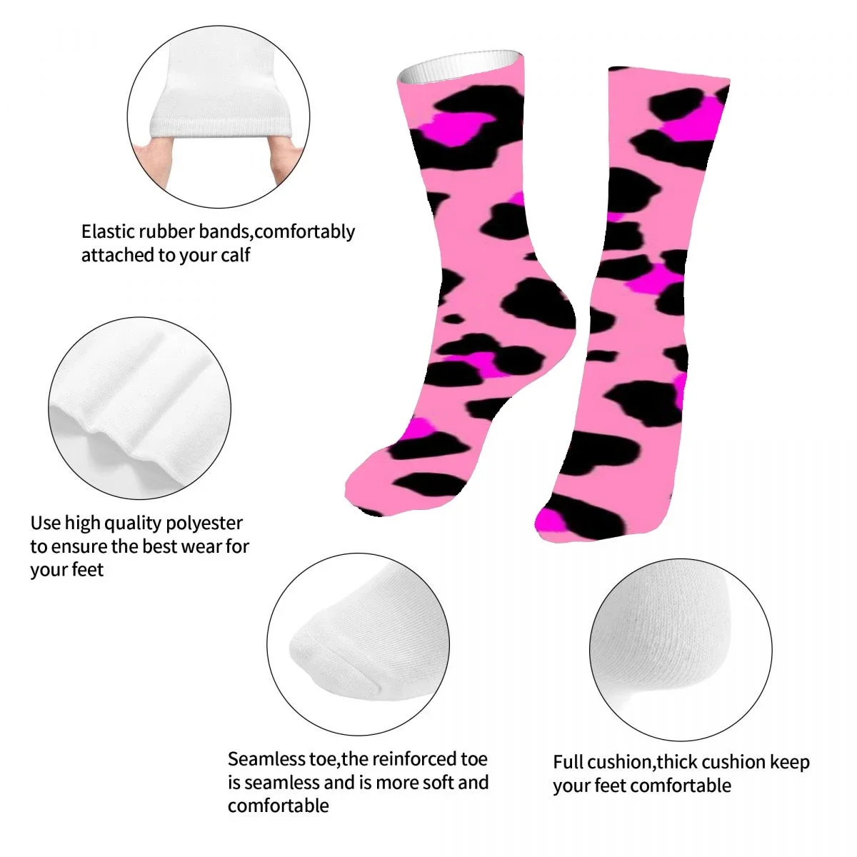 Leopard Print Mens Womens Funny Crew Socks Cool 3D Printed Design Socks Fashion Comfortable Basketball Socks