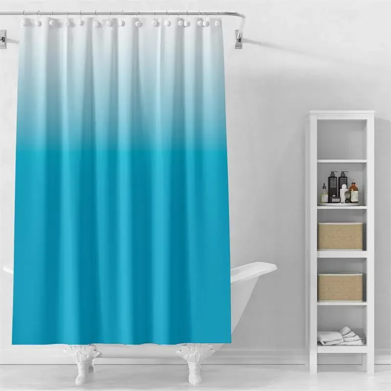 Gradient Color PEVA Shower Curtain Nordic Style Perforated Thickened Waterproof Moisture Proof And Mildew Proof Bathroom Curtain