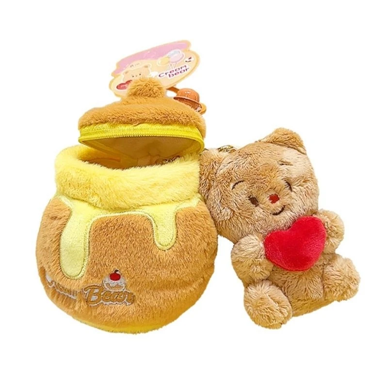 

Q0KB Bear Jar Keychain for Toy Gift Class Prizes for Kids Backpack Funny Animal