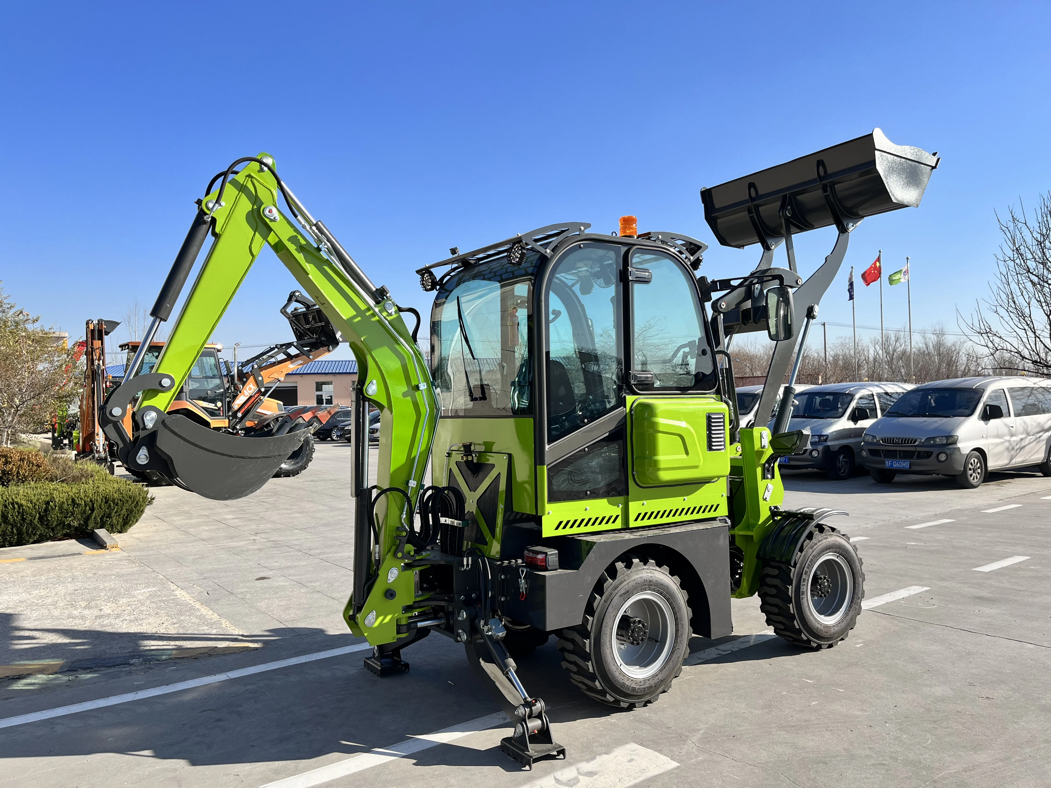 Mini Backhoe Loader 4X4 Front Loader Agricultural tractor  Wheel Backhoe Loader Free shipping Kubota tractor EPA Euro5 Engine