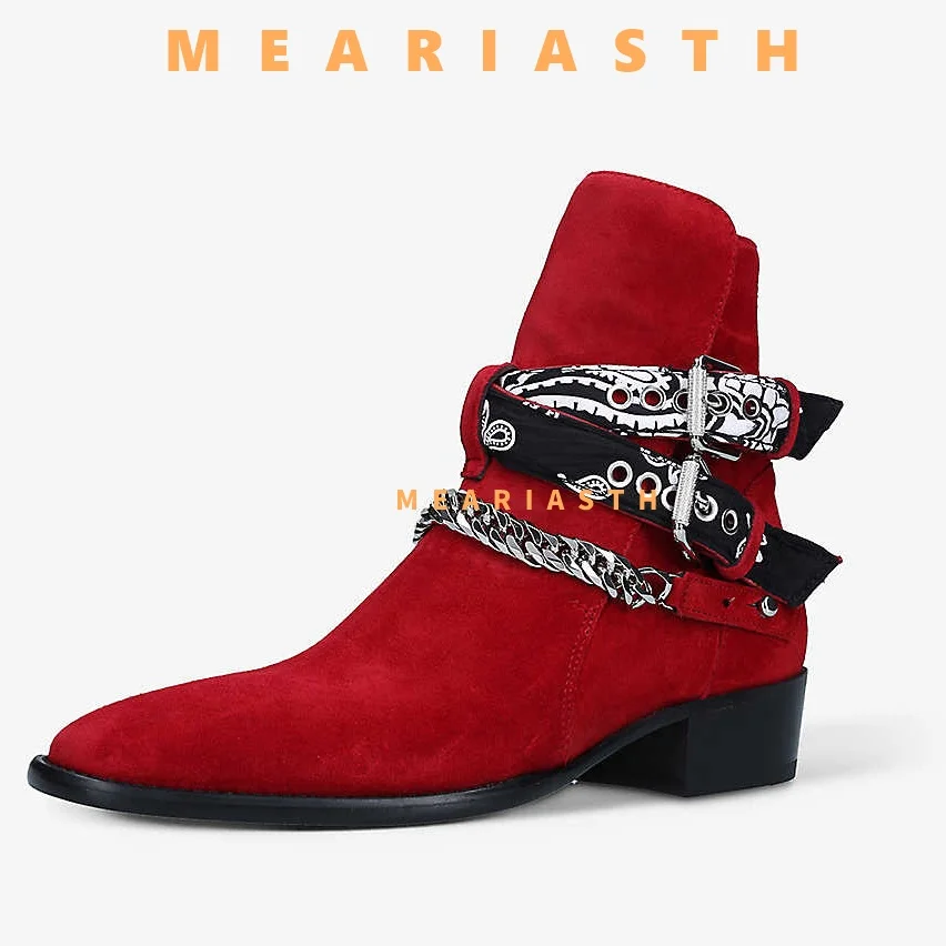 

Black Men Short Boots suede leather Flock Buckle Strap Round Toe Ankle Boots for Men Business Men Chelsea boots Zapatos Hombre