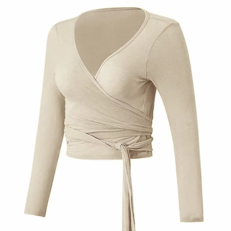 

Sexy Cross-strap Professional Training Yoga Fitness Top Sports Long Sleeved Shirts Pilates Outer Cover-up Slim Gym Clothing