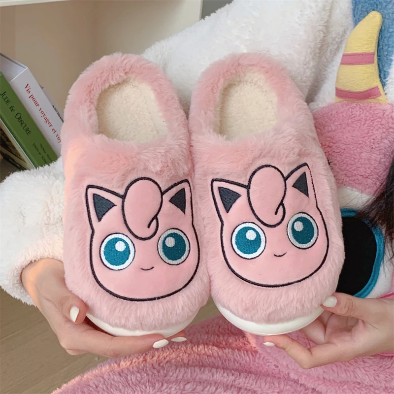 Genuine Pokémon Autumn and Winter Plush Warm Fashion Anime Cartoon Snorlax Plush Home Cotton Slippers for Men and Women