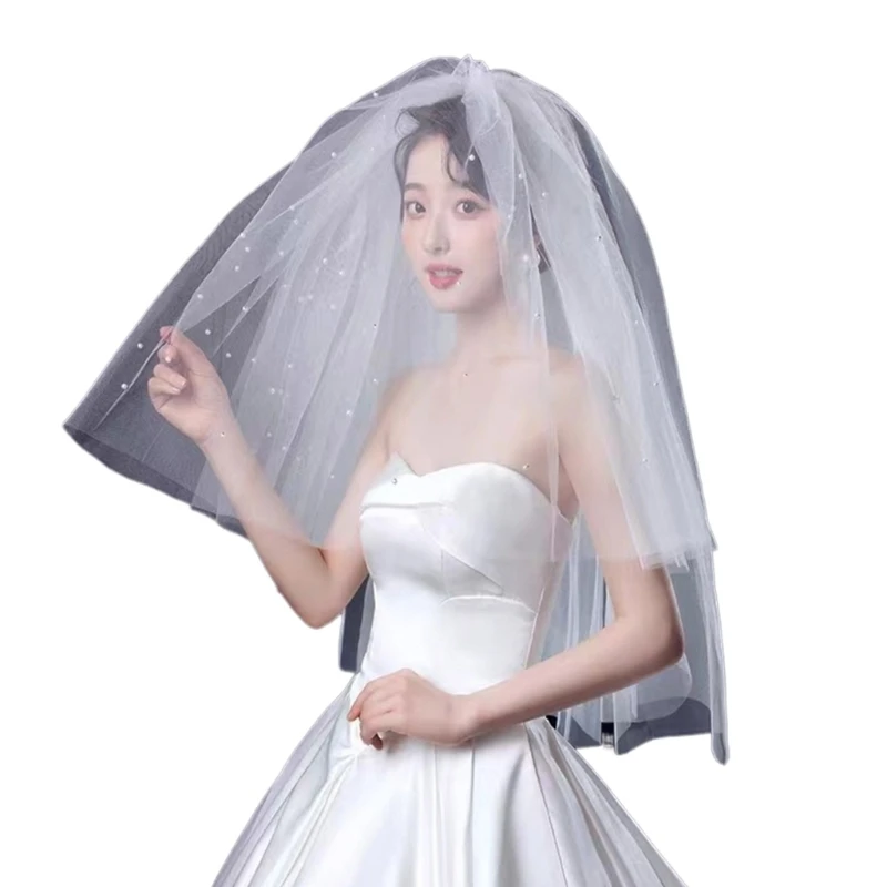 Elegant Bridal Veil with Fix Comb Bridal Engagement Party Taking Photo Supplies