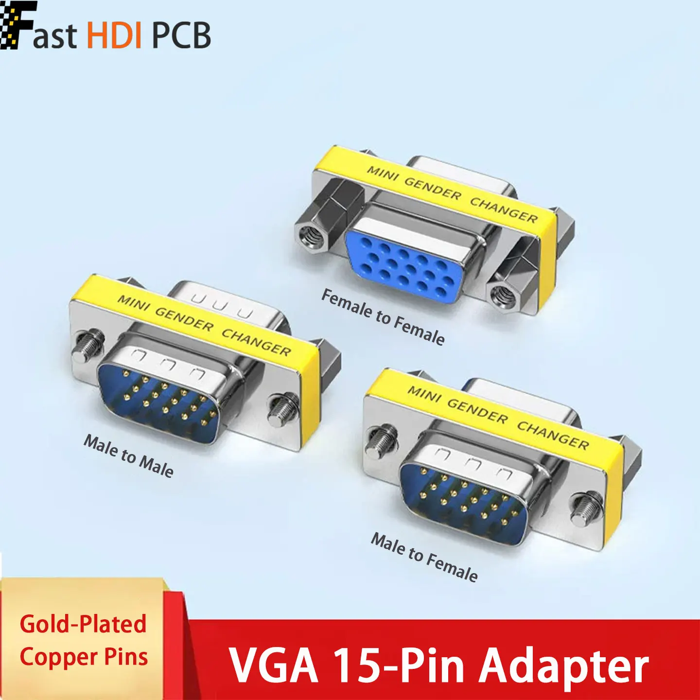 VGA Adapter DB15 HDB15 Male to Male/Female to Female/Male to Female 15 Pin Gender Changer 90 Degree Right Angle for PC Monitor