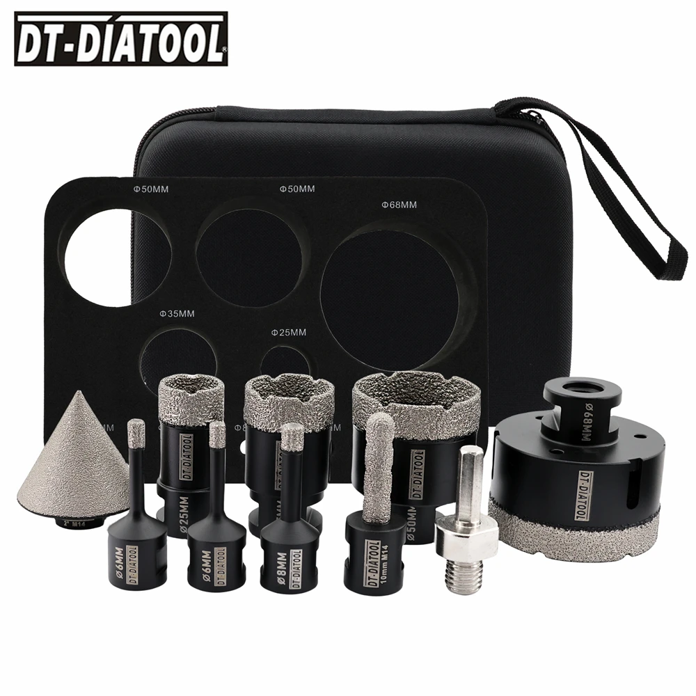 

DT-DIATOOL 10pcs boxed Diamond Drill Bits Sets Milling Bit M14 Hole Saw for Porcelain Tile Granite Grinding Hole Saw Drill Bit