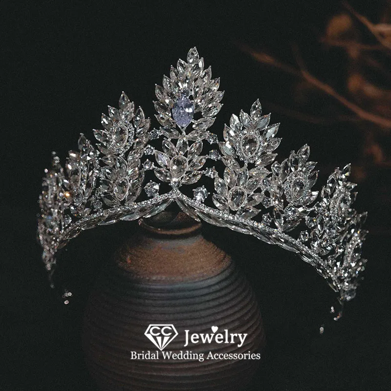 

CC Хрустальная Корона Свадебные Аксессуары Для Волос Женский Головной Убор Свадебный Головной Убор Обручальные Украшения 100% Диадемы Ручной Работы Подарки Тиара