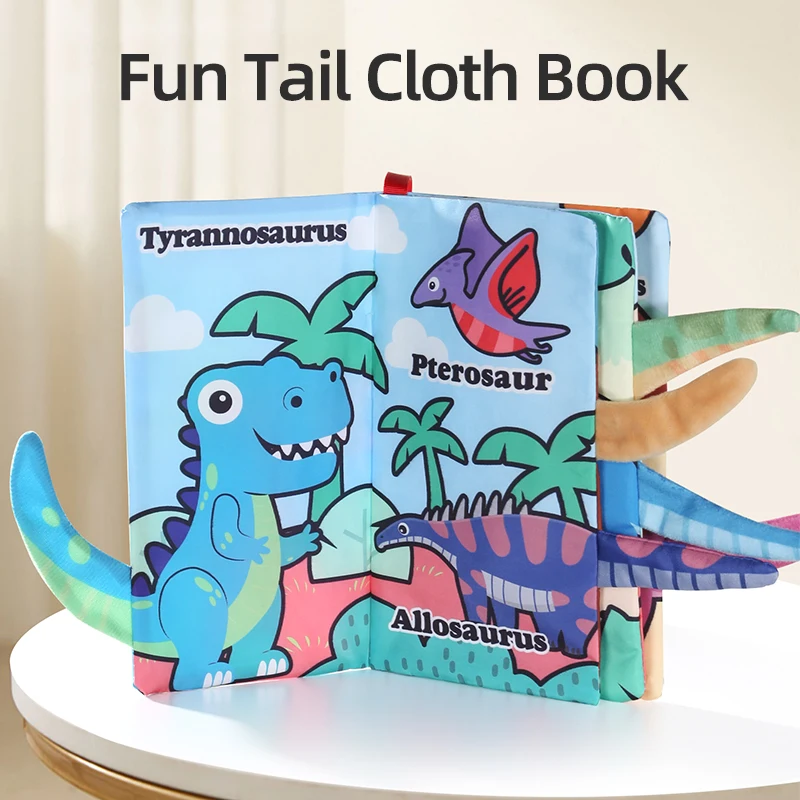 Baby early education cloth book puzzle toy, washable and durable, four page dinosaur series