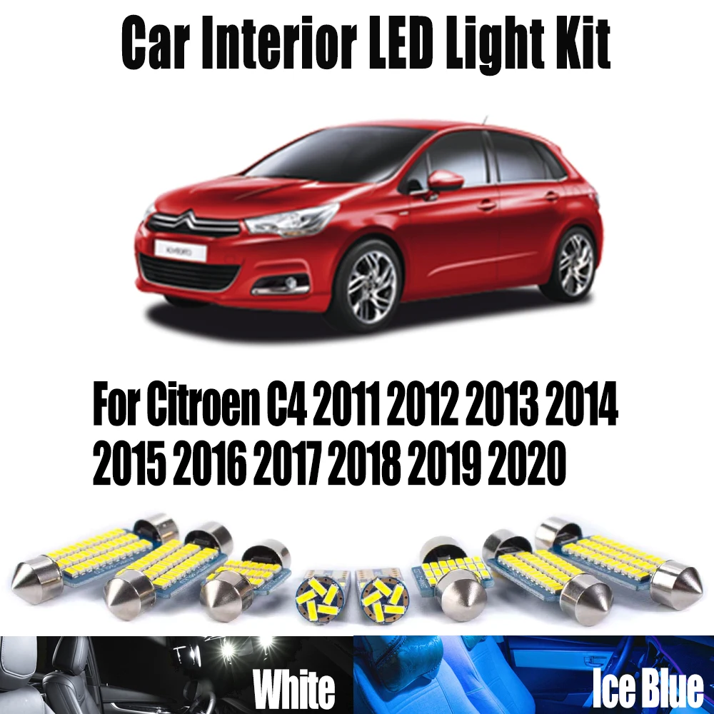 17Pcs For Citroen C4 2011 2012 2013 2014 2015 2016 2017 2018 2019 2020 Car Bulbs Set LED Interior Reading Luggage Light Canbus